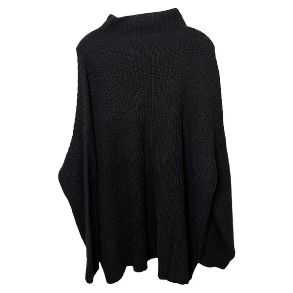 American Eagle Black Chunky Knit Oversized Sweater Cozy Mock Neck‎ Size Large XL - Image 3