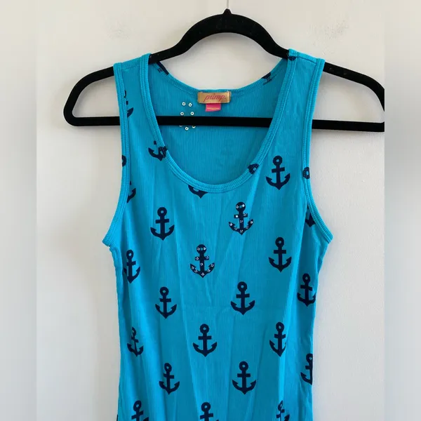 Primp Y2K Blue Rhinestone Anchor Tank Top Size Medium - Image 2