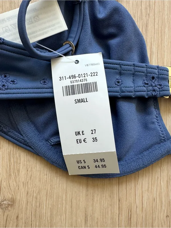 NWT Hollister Eyelet Blue Underwire Plunge Bikini Top - Image 8