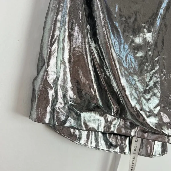 Mistress Rocks NWT Next Up Metallic Silver Mini Skirt Size XS NEW - Image 3