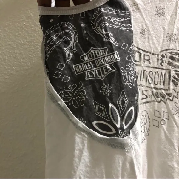 Harley Davidson biker white black Linen & Rayon sleeveless tank top - Image 3