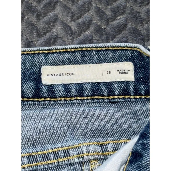Pac‎ Sun Women's Vintage Icon Denim Blue High Rise Straight Raw Hem Size 25 - Image 4