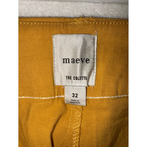 Maeve Anthropologie The Colette Mustard Yellow Embroidered‎ Wide Leg Crop Pants - Image 7