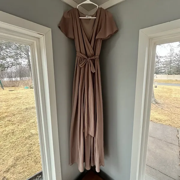 Baltic Born Kristina Maxi Wrap Dress Taupe Long‎ Womens Size S - Image 2
