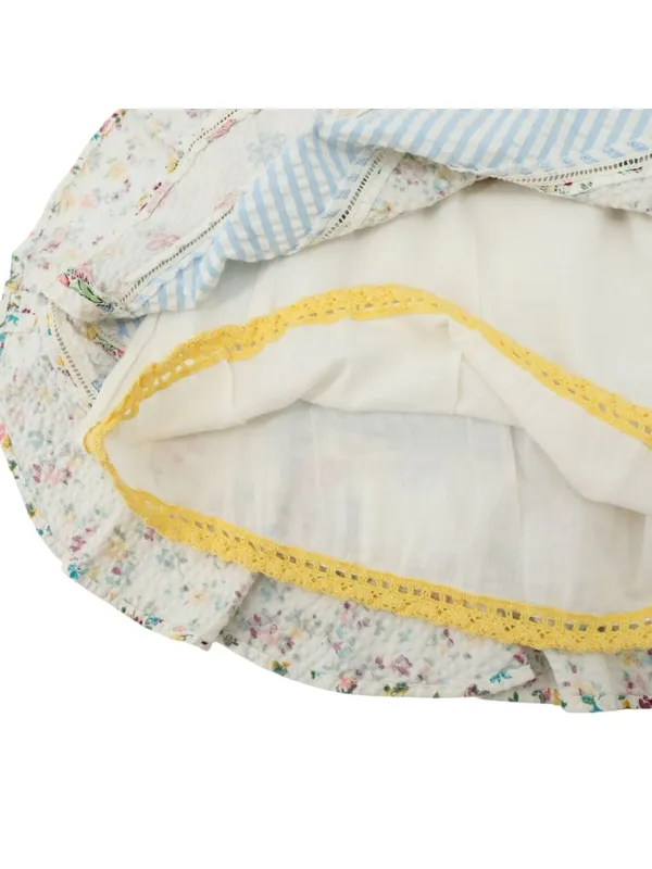 Anthropologie Odille Floral Striped Patchwork Seersucker Sassafras Skirt 2 - Image 5