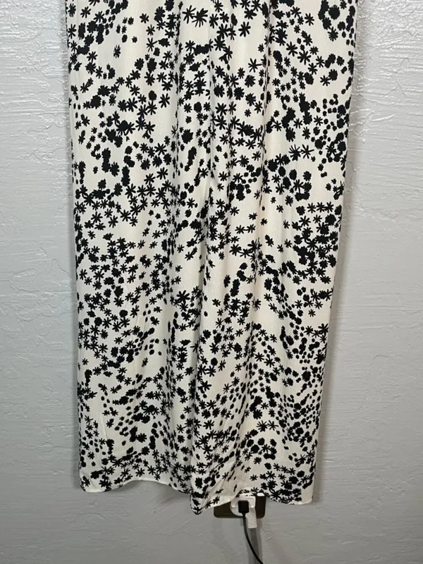Whistles Women 4 White Black Floral Print Maxi Dress Button Front Ruffle Summer - Image 6