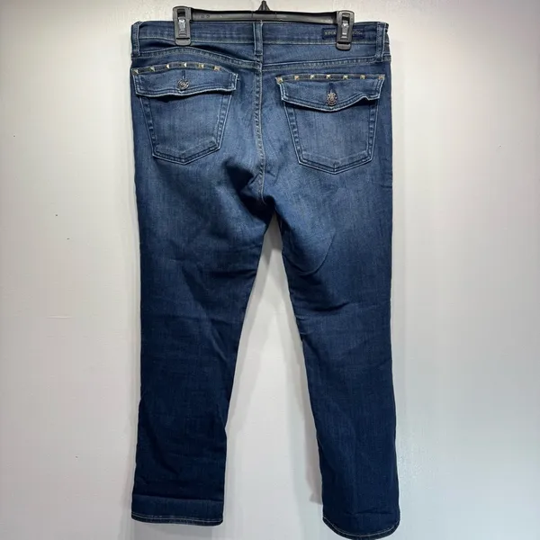 Rock & Republic Studded Pocket Medium Wash Denim Slim Straight 5 Pocket Jeans - Image 3