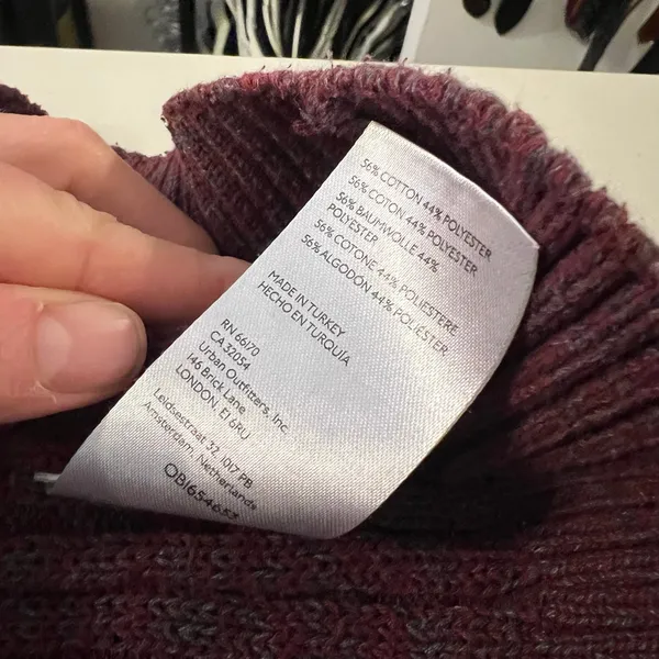 BDG Max Waffle Blue Burgundy Chunky Oversized Knit Sweater Size XS - Image 6