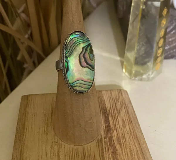 Sterling Silver Abalone  Rings Size 61/4 - Image 2