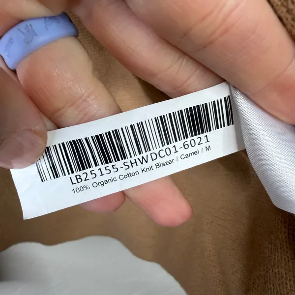 Quince 100% Organic Cotton Camel Soft Relaxed Open Front Knit Blazer Medium - Image 11