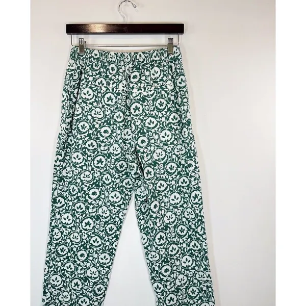 Boden Womens Pants Green Enchanting Bloom Linen Straight Trouser Boho Size 2 - Image 8