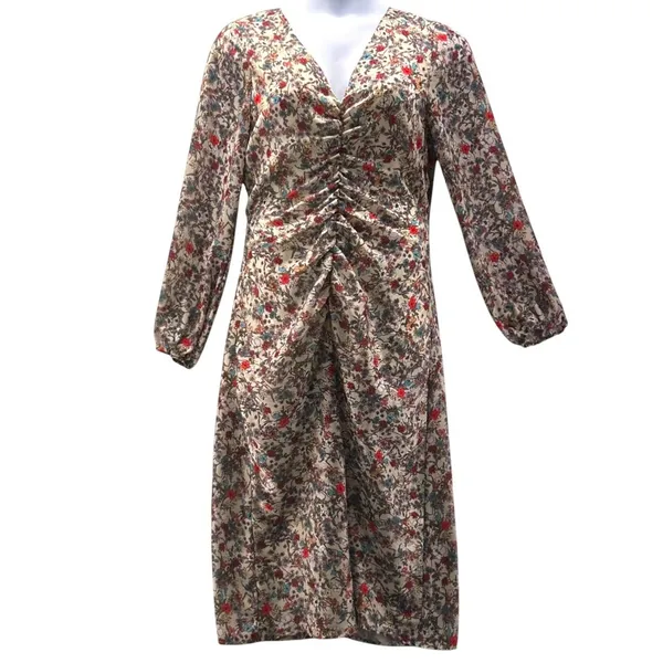 Floral‎ Wildflowers Ditsy Midi Dress Cream XL - Image 2