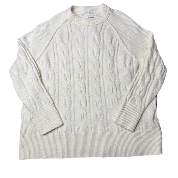 Aerie unREAL Cable Knit Sweater XS Oversized Cream Cozy - Image 6