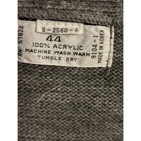 Vintage Gray Cable Knit Cardigan Vest Button‎ Front V-Neck Pocket Gray Size 44 - Image 2