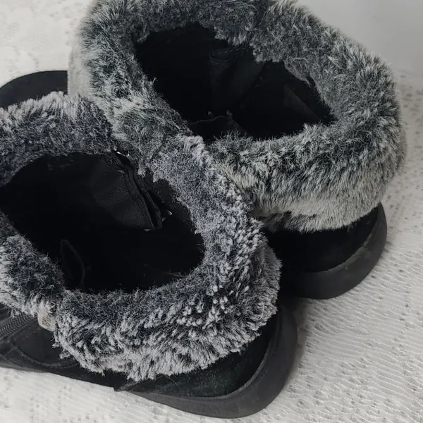 Khombu Jessica suede leather faux fur fall winter black boots sz 7 - Image 5