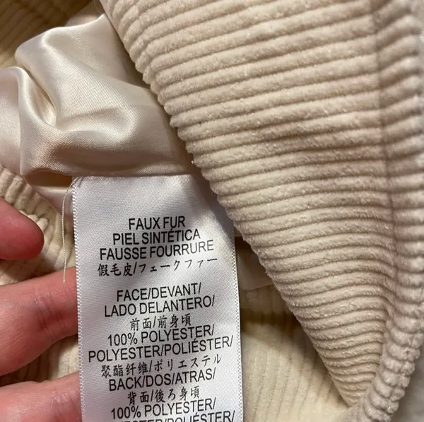Zip Front Faux Fur Jacket in Cream - Image 9