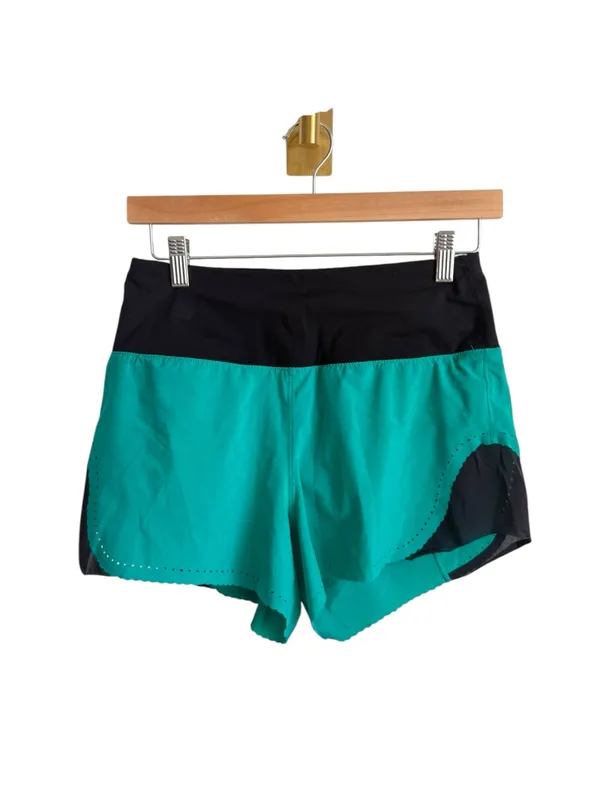 Lululemon Smooth Stride Shorts 4 Viridian Green Black Running Brief Lined Zip - Image 5