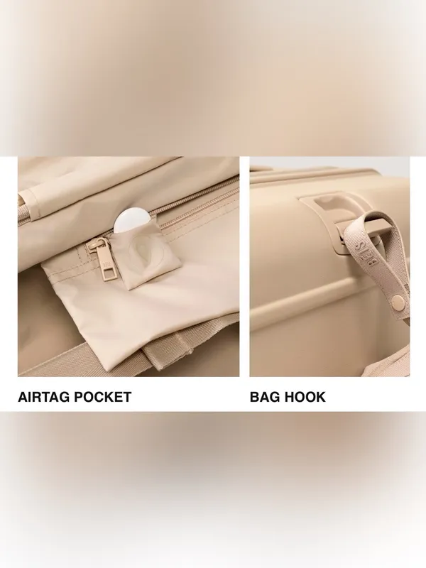 BEIS Beige Carry-On, Beige Belt Bag & Burgundy Suitcase Cover - Image 15