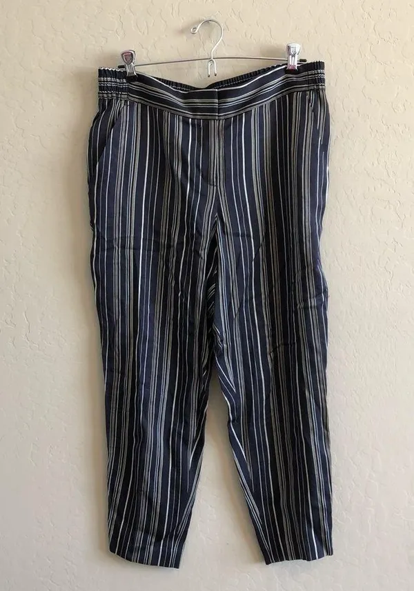 ANN Taylor Blue Fine Stripe Ankle Pants - Image 4