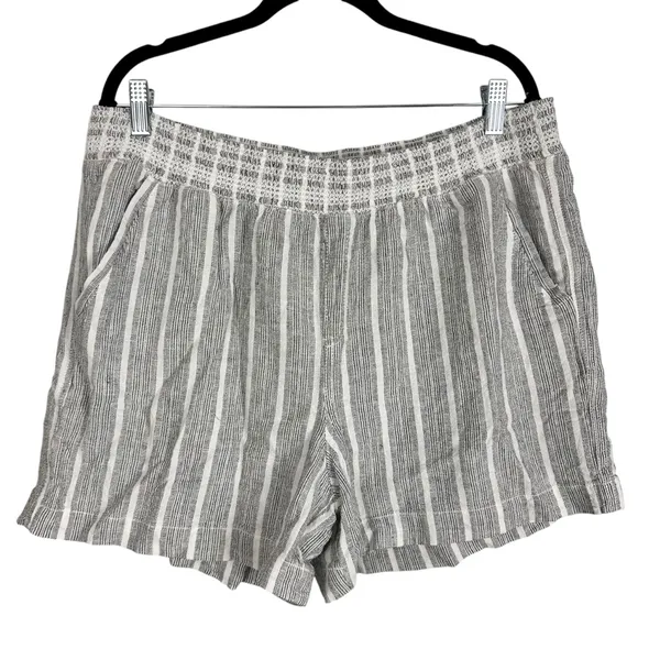 Briggs Women's Linen Blend 4 Pocket Woven Casual Pull-on Shorts Black Size XL - Image 3