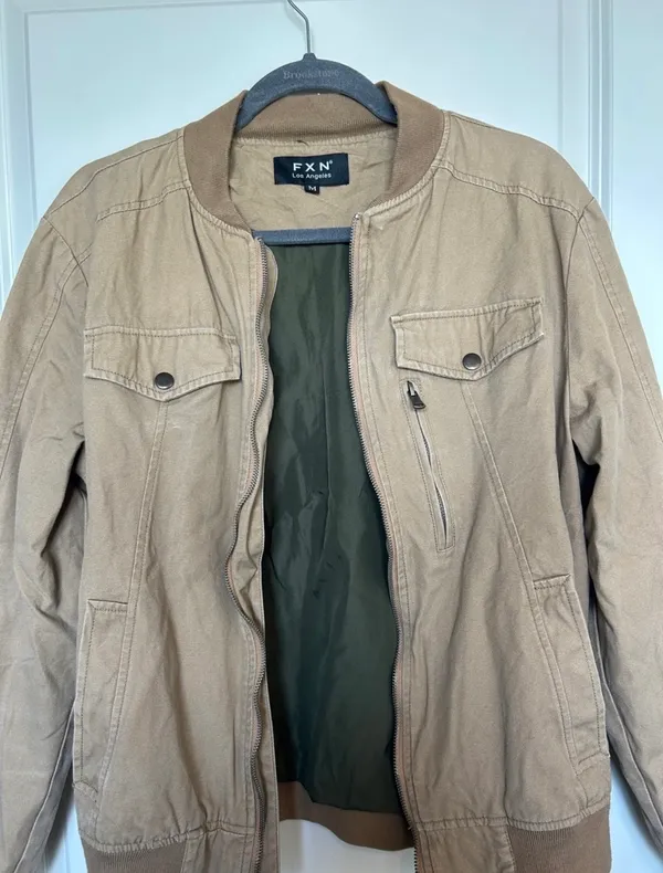FXN Tan Bomber Jacket Size M - Image 4