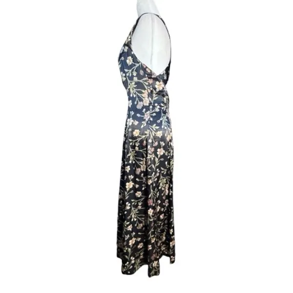 Vintage All That Jazz Dark Floral Criss Cross Open Back Midi Dress Romantic Boho - Image 5