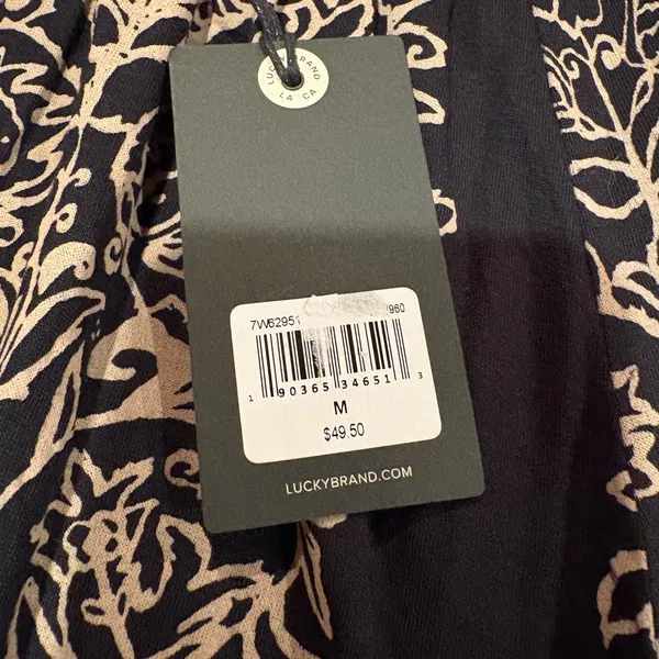 Lucky Brand black and beige floral print peasant blouse M NWT - Image 6