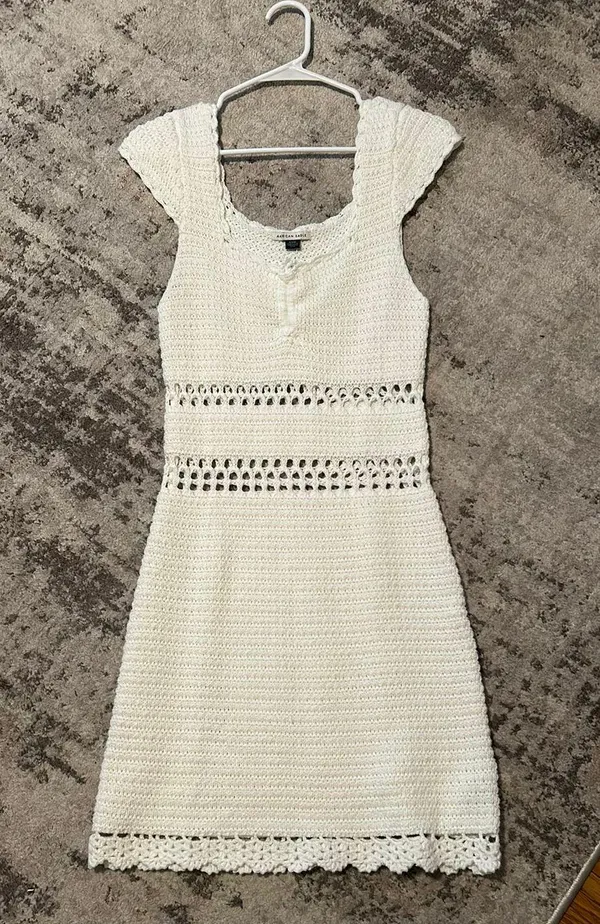 Outfitters Crochet White Mini Dress - Image 6