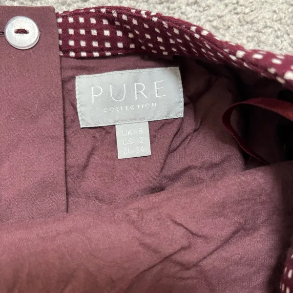 Pure Collection Burgundy and White Grid Patterned Pencil Skirt with Vented Back - Image 3