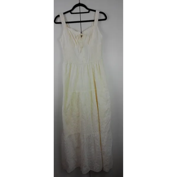 Sim & Sam Ivory Eyelet Smocked Tiered Midi Dress L NWT‎ Cottagecore Prairie Boho - Image 2