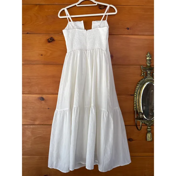 NWT Lulus Simplicity and Sweetness White Sleeveless Tiered Midi Dress Weekend L - Image 4