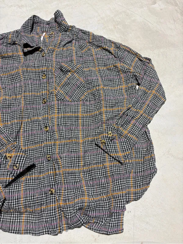 Free people Plaid Button-Up cotton Shirt medium - Image 5