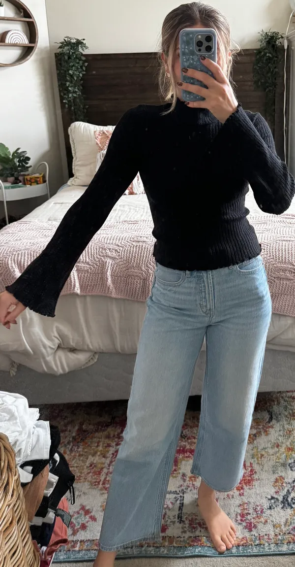 Forever 21 Black Ribbed Mock Neck Longsleeve - Image 3