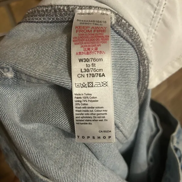 TOPSHOP Straight Leg High Rise Jeans In Bleach Wash-Blues Women’s Size 30x30 - Image 5
