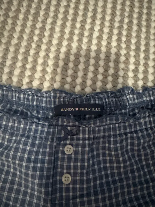 Blue Plaid Brandy Melville Shorts - Image 2