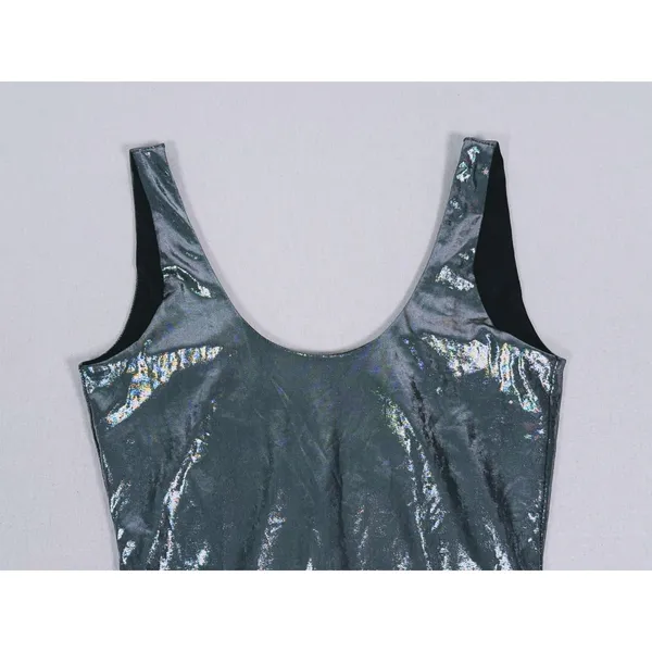 Superdown Nadia Metallic Bodysuit Size S Silver Festival Rave Club Disco Party - Image 5