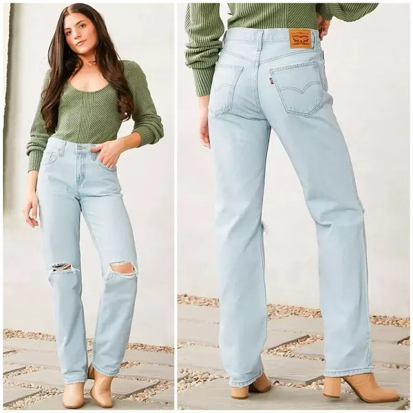 Levi's Low Pro Women's Jeans in Charlie Won Light Wash Distressed Size 29 - Image 3