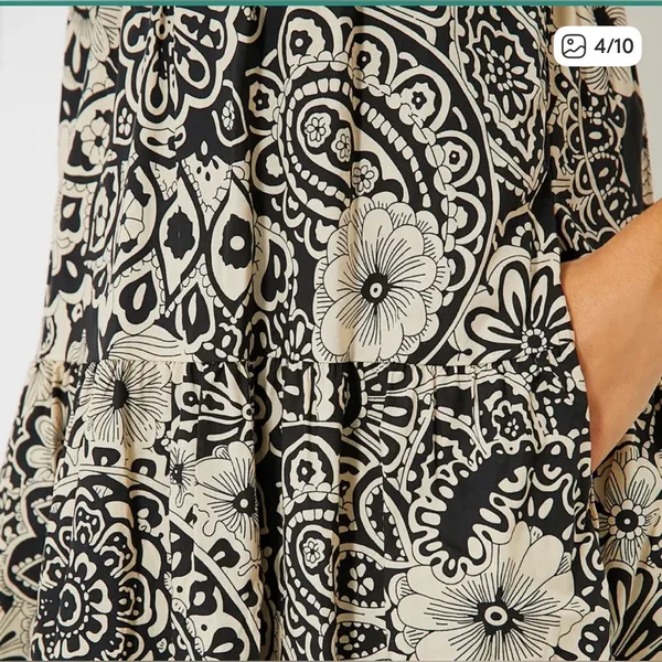 Tuckernuck‎ Hyacinth House Floral Tiered Tilly Dress sz m NEW black cream boho - Image 3