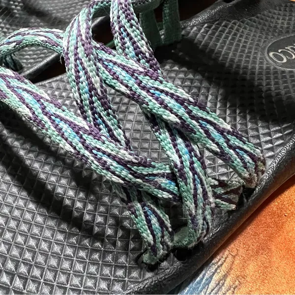 Chacos ZX2 Water River Sandals Black Green Print Size 4 youth - Image 6