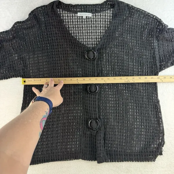 Vintage Keren‎ Hart L Large Sheer Mesh Open Knit Cardigan Artsy Lagenlook Unique - Image 7
