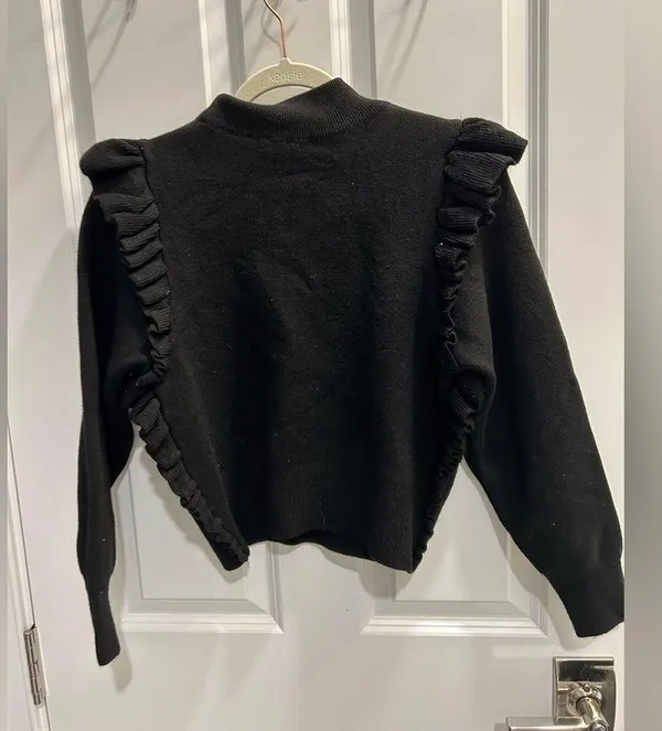Topshop Black Ruffle Sweater - Image 3
