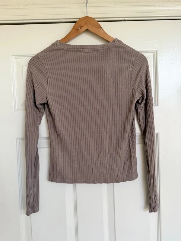 Beyond Yoga Well Traveled Ribbed Lounge Cardigan Taupe Tan Small - Image 5
