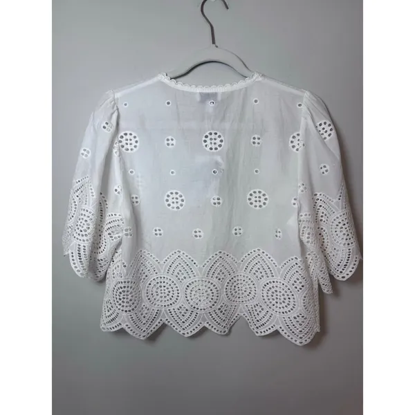 Lucy Paris Loray Embroidered Shirt white sz XS NWT $88 - Image 4