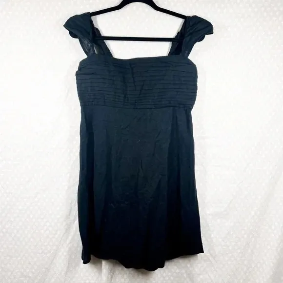 Abercrombie & Fitch Black Emerson Linen Blend Pleated Mini Dress‎ - Image 2