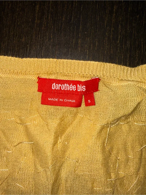 Vintage Dorothee Bis Silk/Cotton Butter Yellow Embroidered Cardigan Grandmacore - Image 5