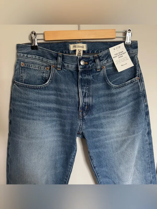 NWT Madewell The Dean Easy Straight Jean Petite Monessen Wash Rigid Size 27 P - Image 5