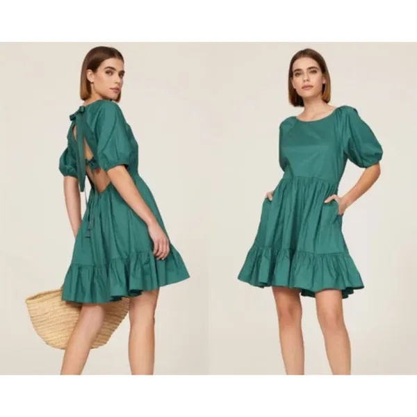 PETER‎ SOM Ruffled Puff Sleeve Mini Dress Sz 6 - Image 2