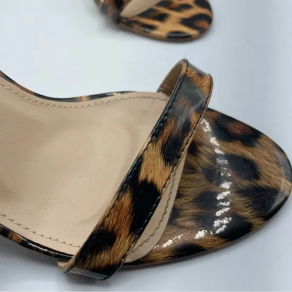 Raid Brown Leopard Print Block Chunky Heels Strappy Womens Sandals 7 Ankle Strap - Image 2
