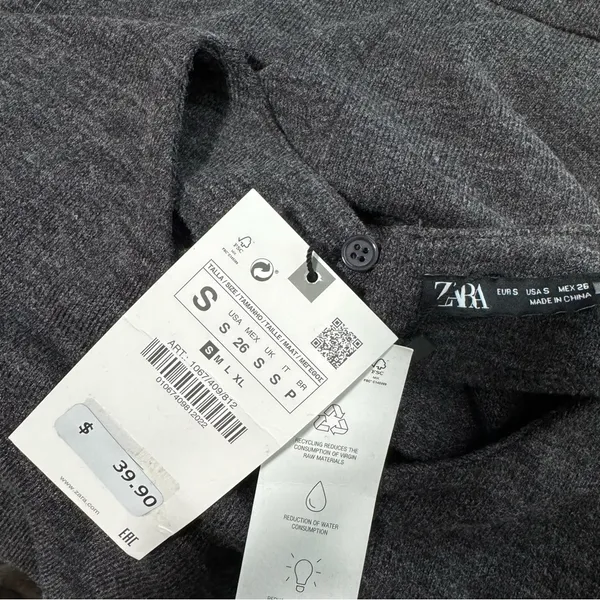 Zara Gray Sweater Maxi Midi Dress Small Long Sleeve NEW - Image 7