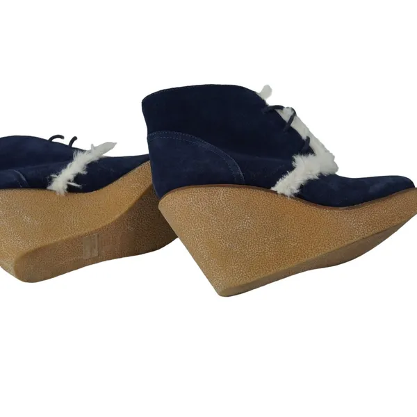 NWT Navy Gap Suede &‎ Shearling Gwen Ankle Boots Sz 9 - Image 4
